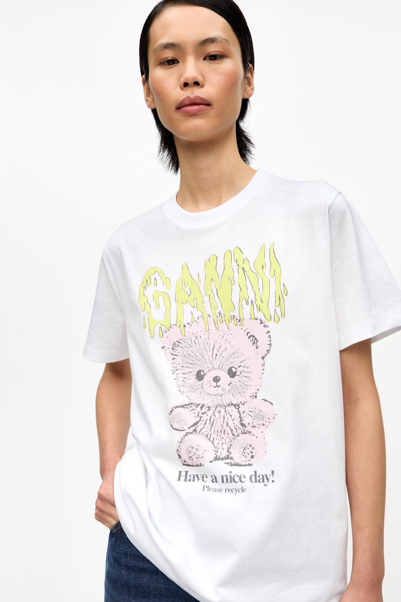 White Basic Cotton Jersey Teddy Relaxed T-shirt Product Image