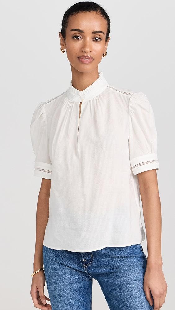 FRAME Ruffle Collar Inset Lace Top | Shopbop Product Image