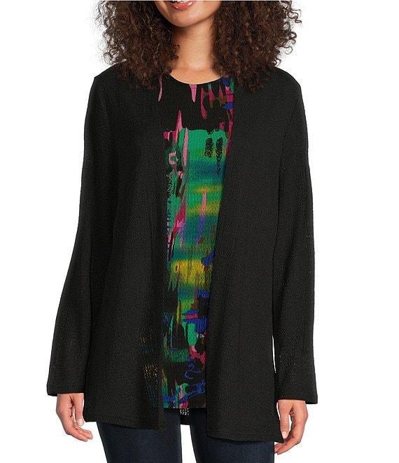 Calessa Textured Knit Long Sleeve Open-Front Cardigan Product Image