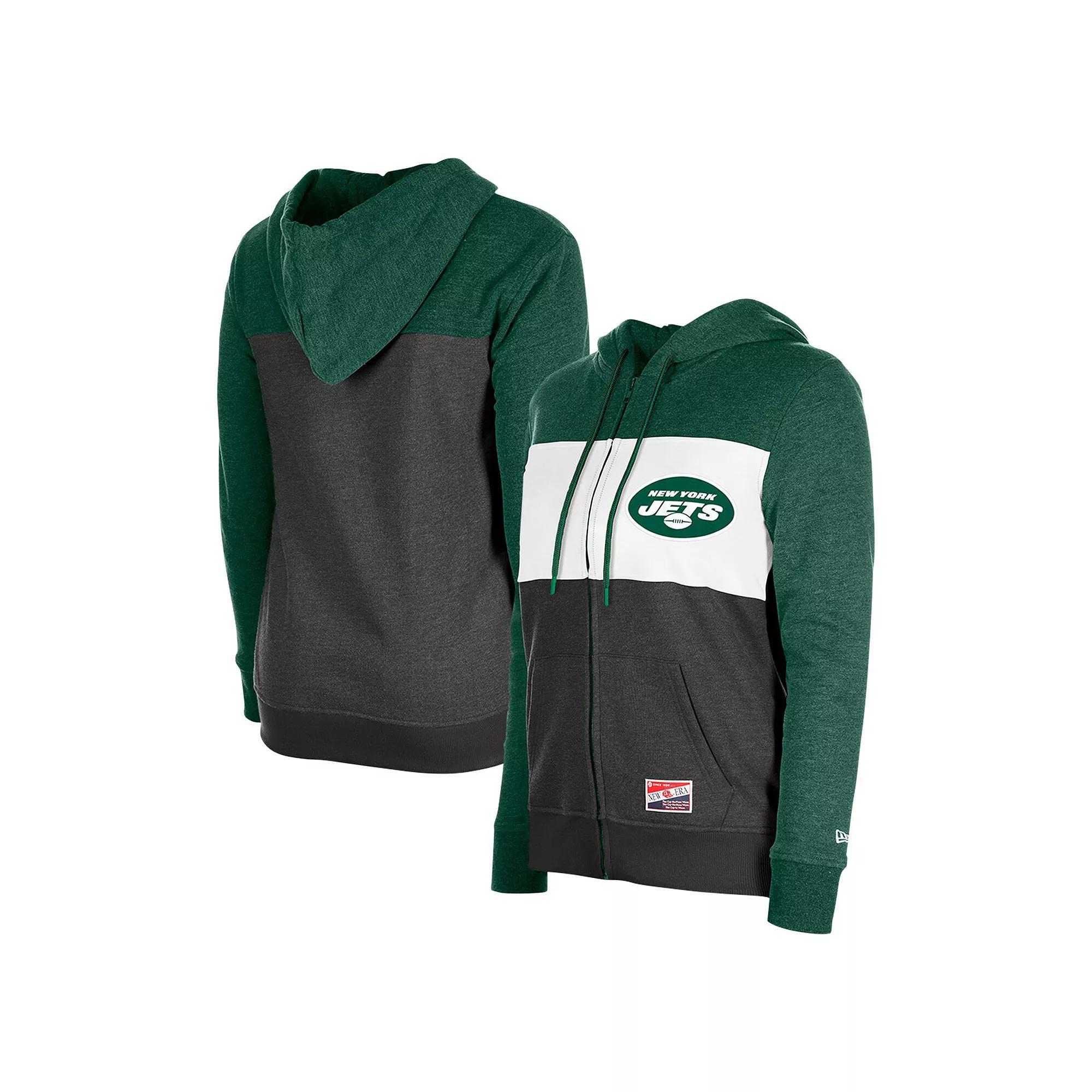 Women's New Era Green New York Jets Color-Block Full-Zip Hoodie, Size: Medium Product Image