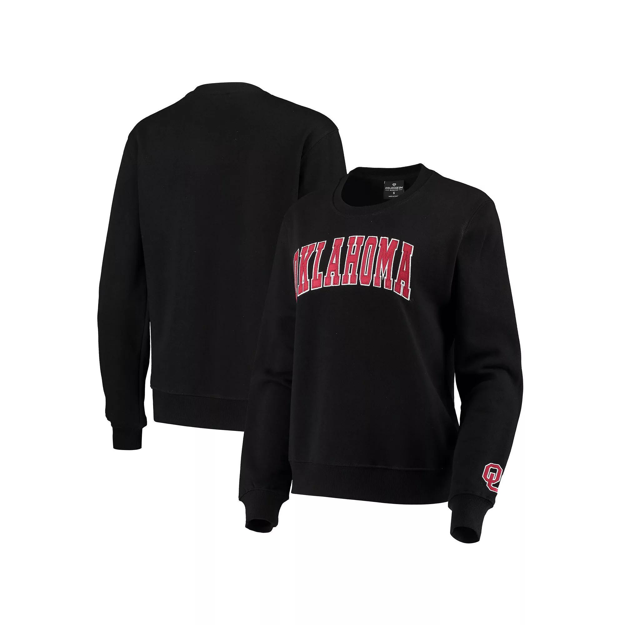 Women's Colosseum Black Oklahoma Sooners Campanile Pullover Sweatshirt, Size: Medium Product Image
