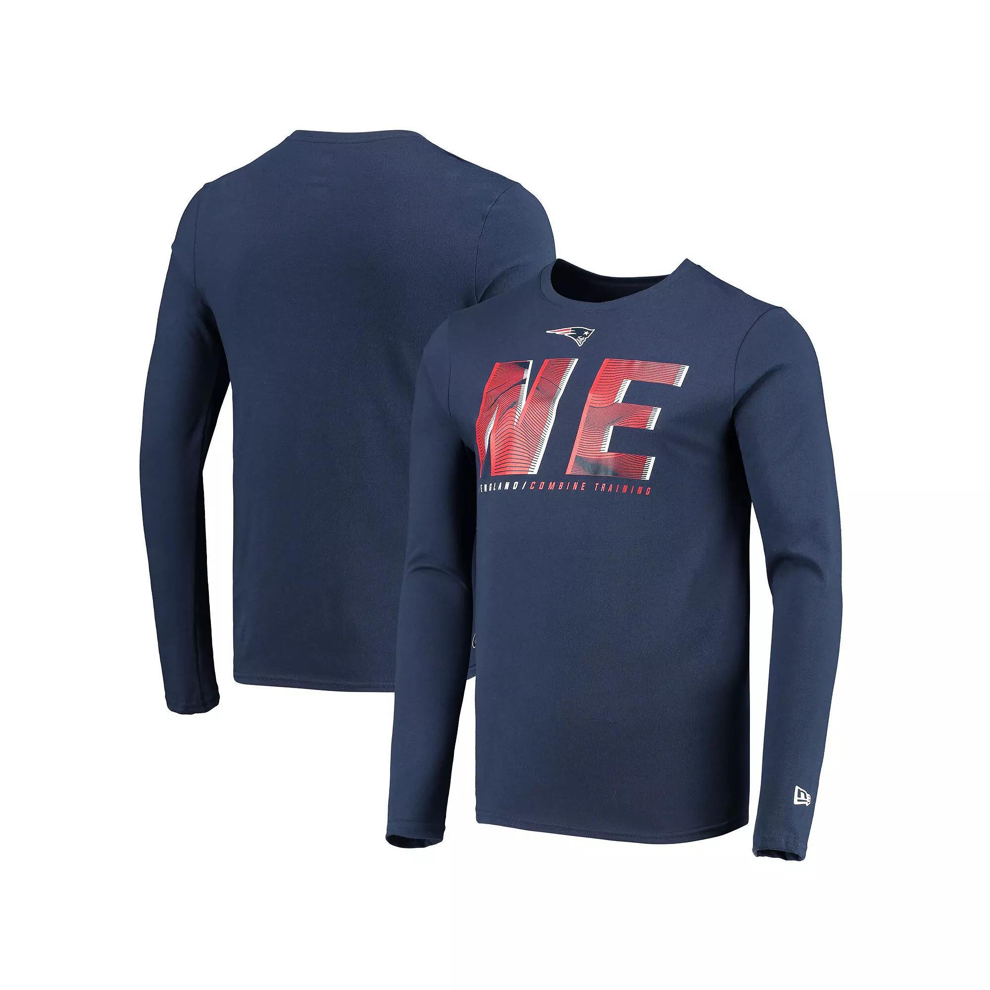 Men's New Era Navy New England Patriots Combine Authentic Static Abbreviation Long Sleeve T-Shirt, Size: Large, Blue Product Image