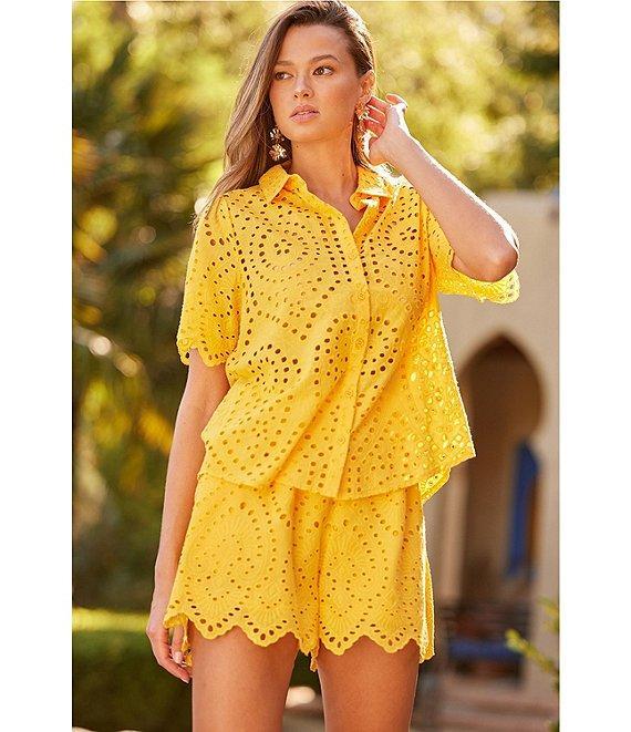 Skies Are Blue Coordinating Eyelet Scallop Hem Shorts Product Image
