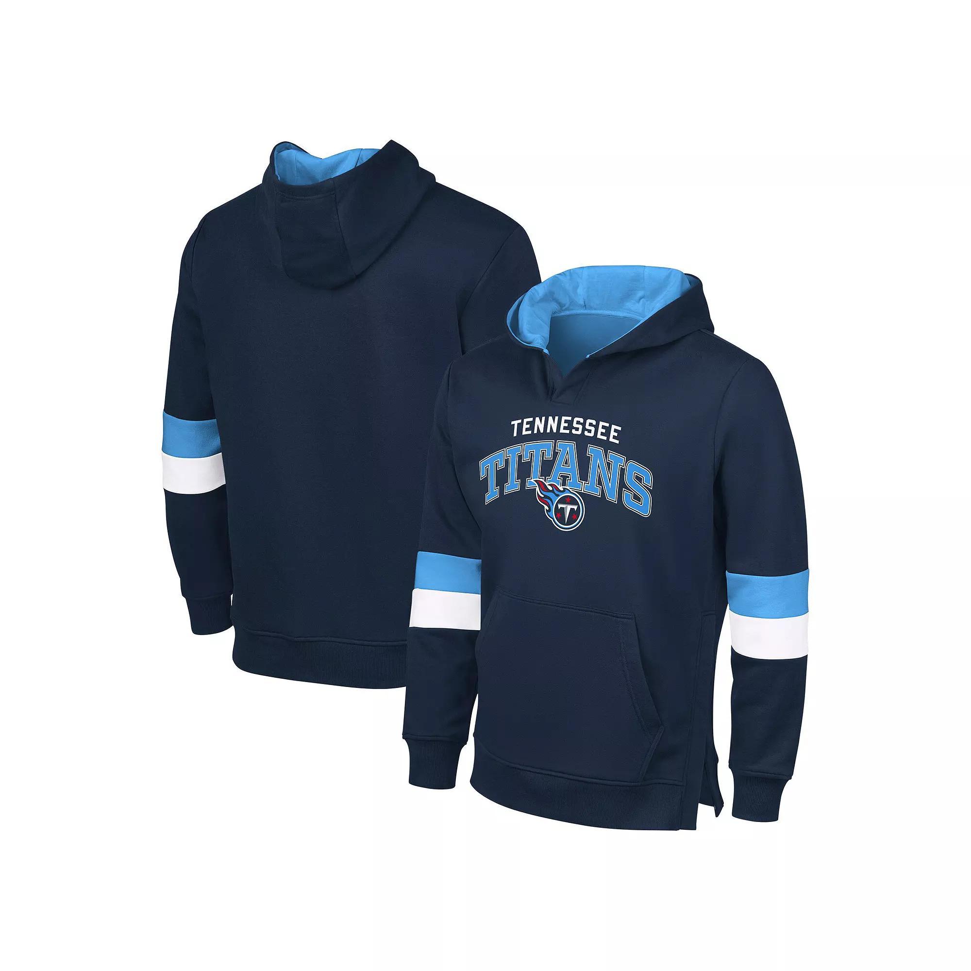 Men's G-III Sports by Carl Banks Navy/Light Blue Tennessee Titans Adaptive Faceoff Pullover Hoodie, Size: Large Product Image