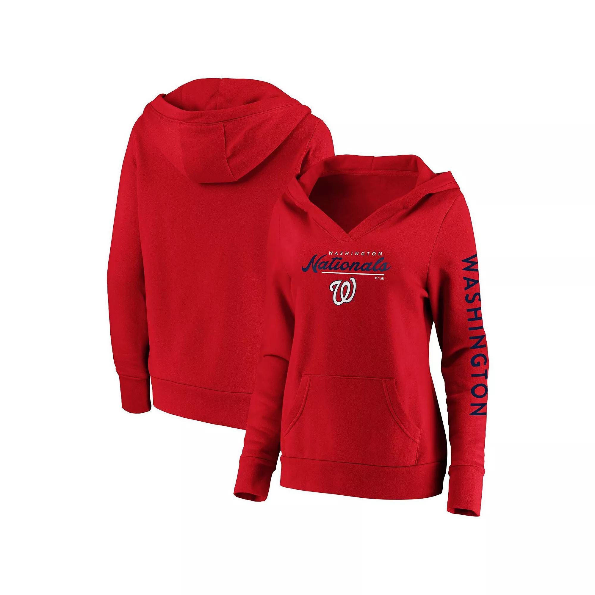 Women's Fanatics Branded Red Washington Nationals Core High Class Crossover Pullover Hoodie, Size: XL Product Image