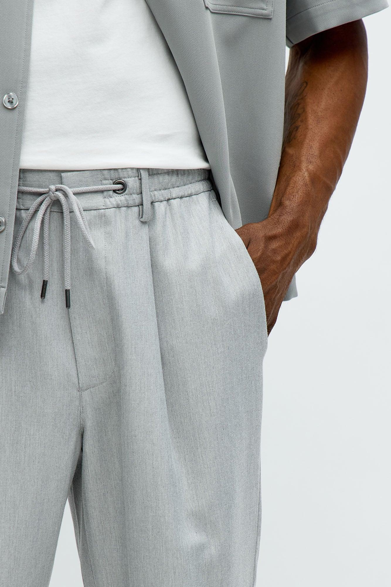 Slim Modern Stretch-Waist Everyday Trouser - Light Grey Product Image
