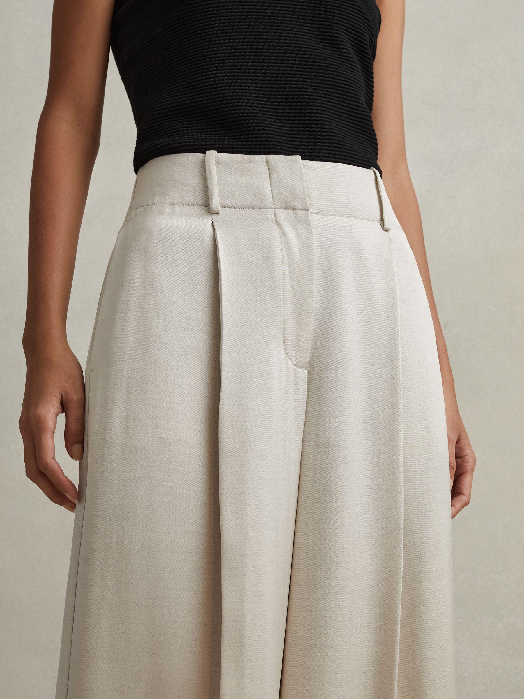 Petite Linen Belted Sleeveless Midi Dress in Neutral Product Image