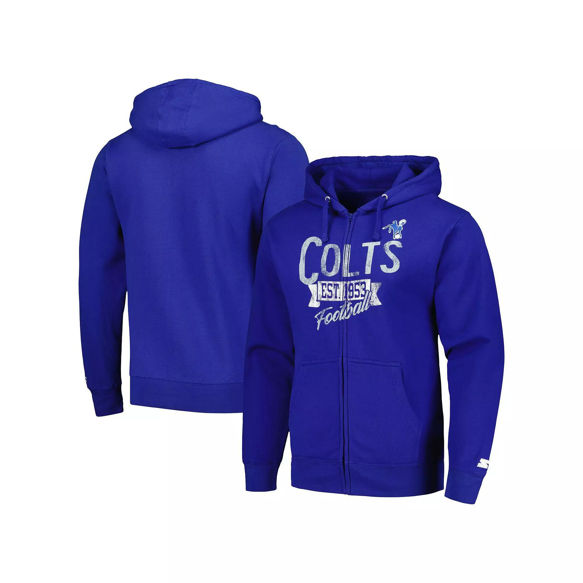 Mens Starter Royal Indianapolis Colts Gridiron Classics Post Season Full-Zip Hoodie Product Image
