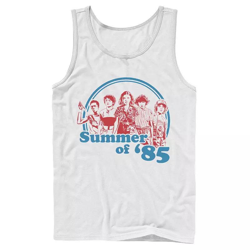 Men's Stranger Things Summer Of '85 Group Shot Tank Top, Size: Large, White Product Image