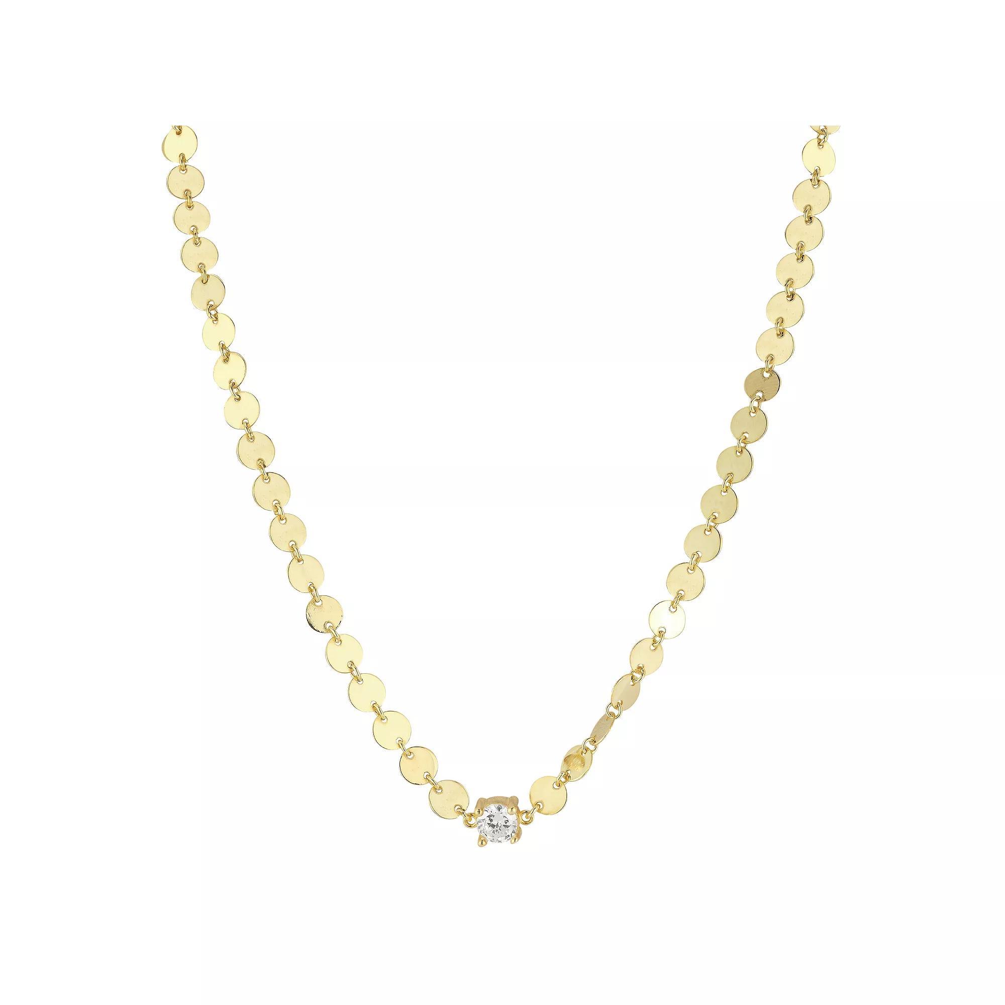 Sunkissed Sterling Cubic Zirconia Mirror Chain Necklace, Women's, Gold Tone Product Image