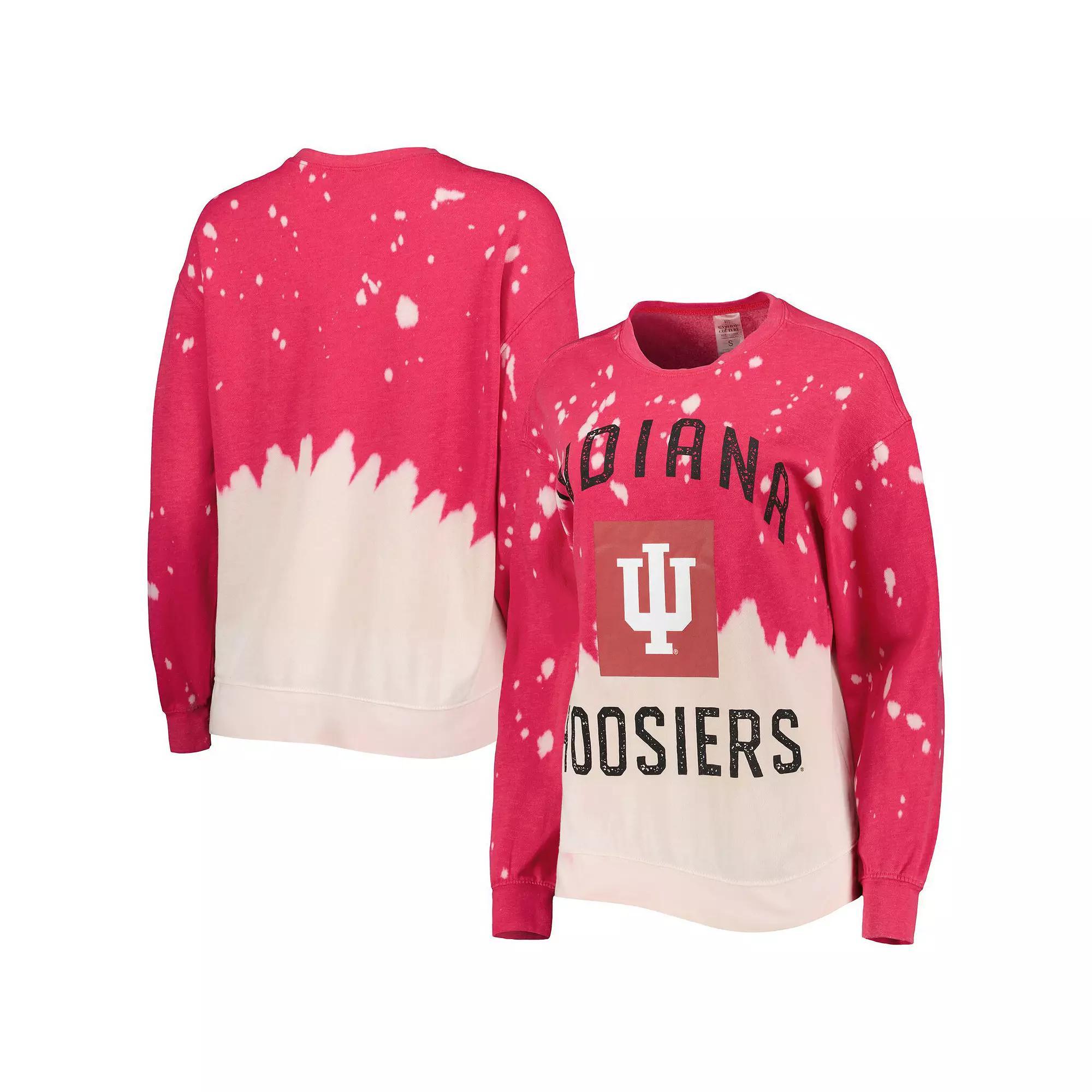 Women's Gameday Couture Crimson Indiana Hoosiers Twice As Nice Faded Dip-Dye Pullover Long Sleeve Top, Size: Small, Red Product Image