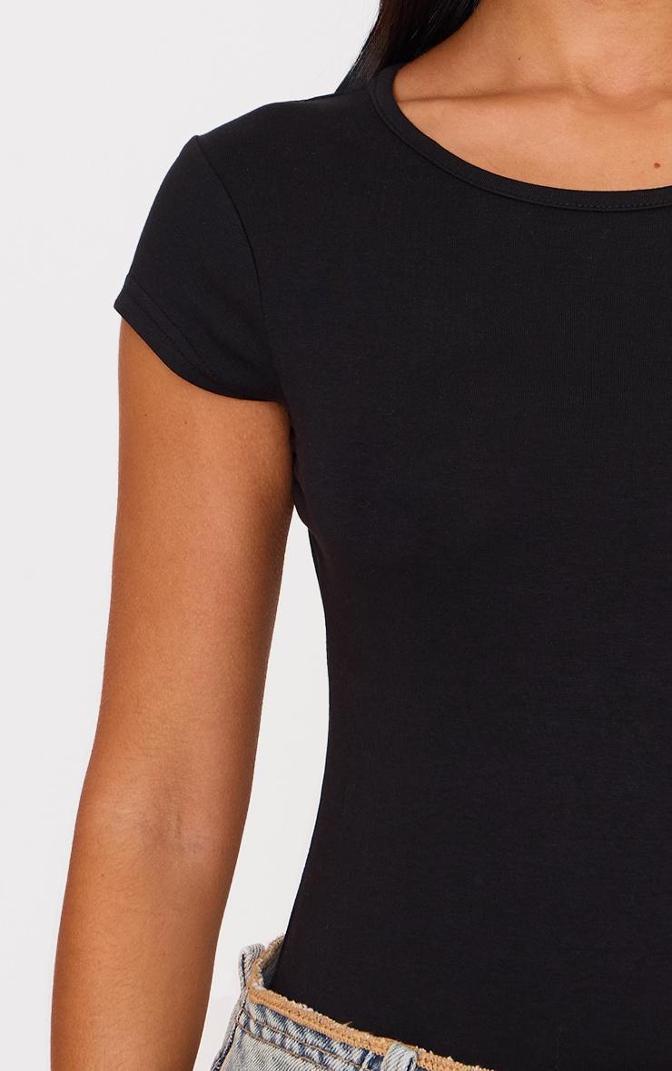 Petite Black Modal Cotton T-shirt Bodysuit Product Image