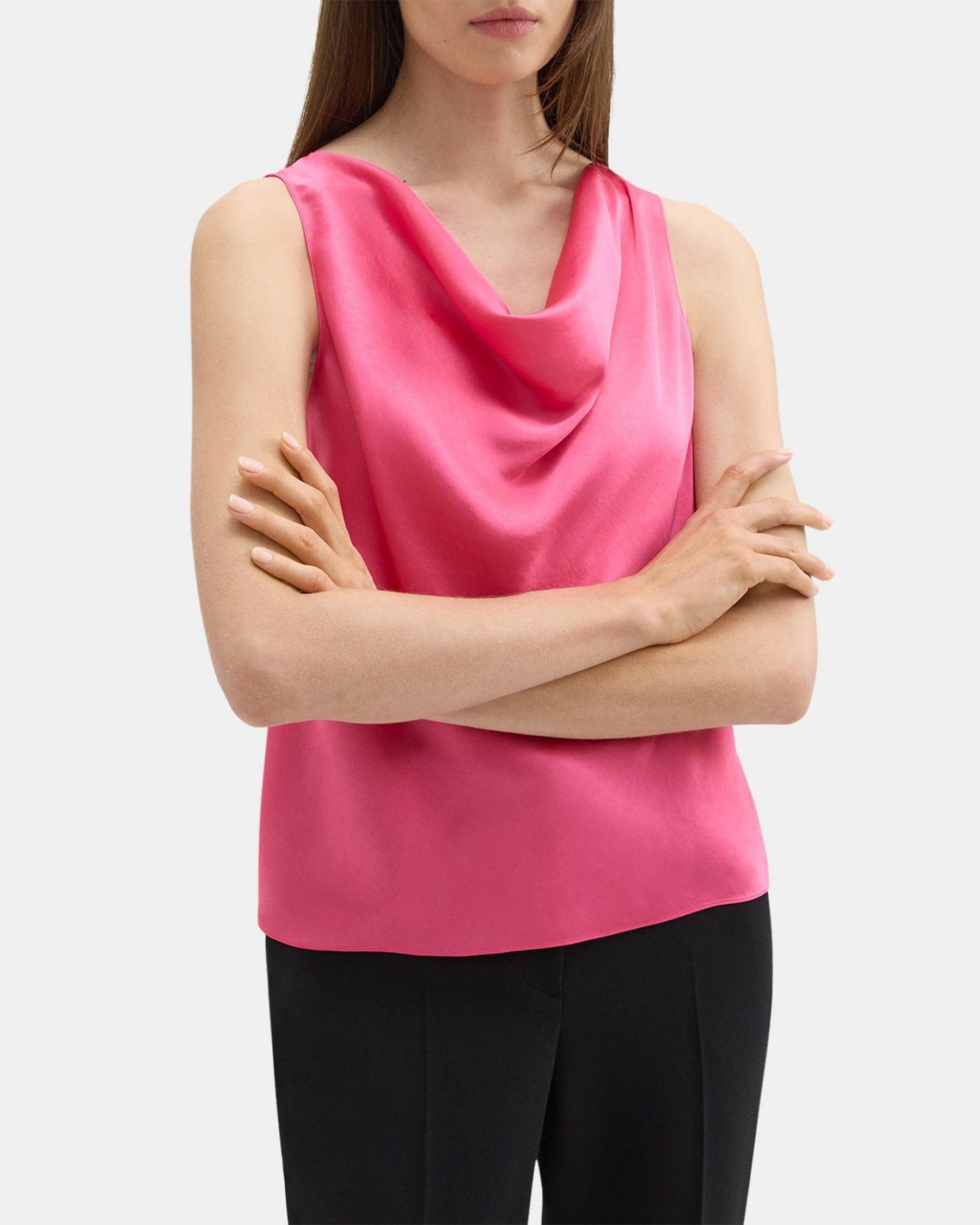 Cowl Neck Top in Crushed Satin Product Image