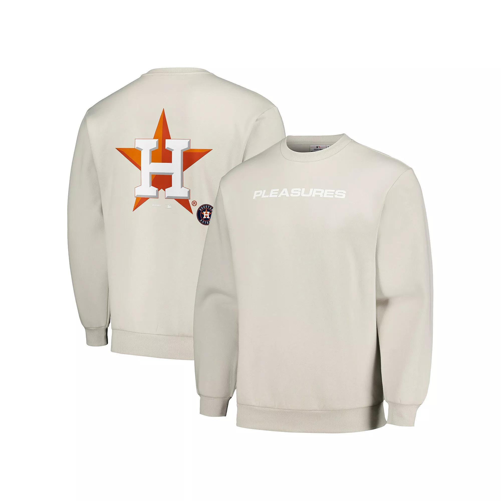 Men's PLEASURES Gray Houston Astros Ballpark Pullover Sweatshirt, Size: Medium, Grey Product Image