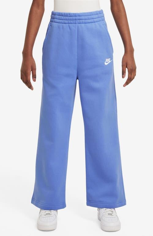 Nike Kids' Sportswear Club Fleece Wide Leg Sweatpants in Royal Pulse/White at Nordstrom, Size Xs Product Image