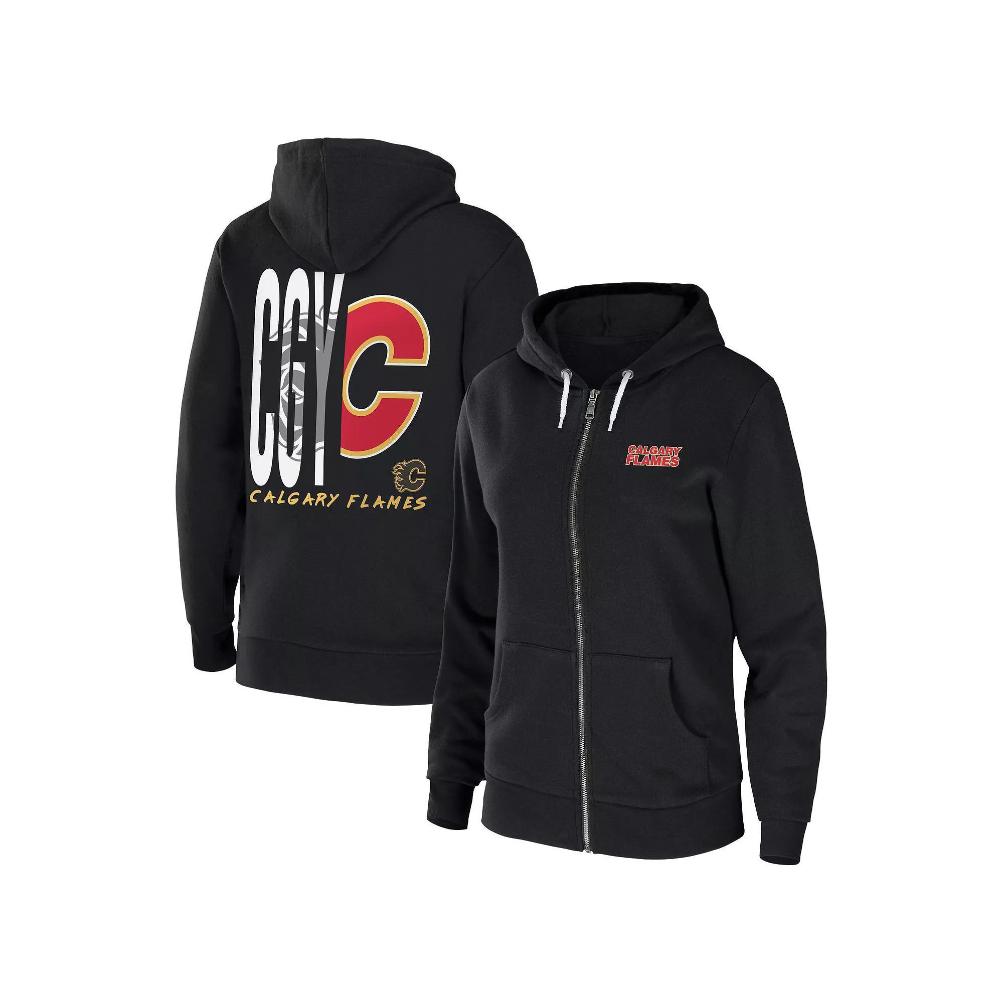 Womens WEAR by Erin Andrews Black Calgary Flames Sponge Fleece Full-Zip Hoodie Product Image