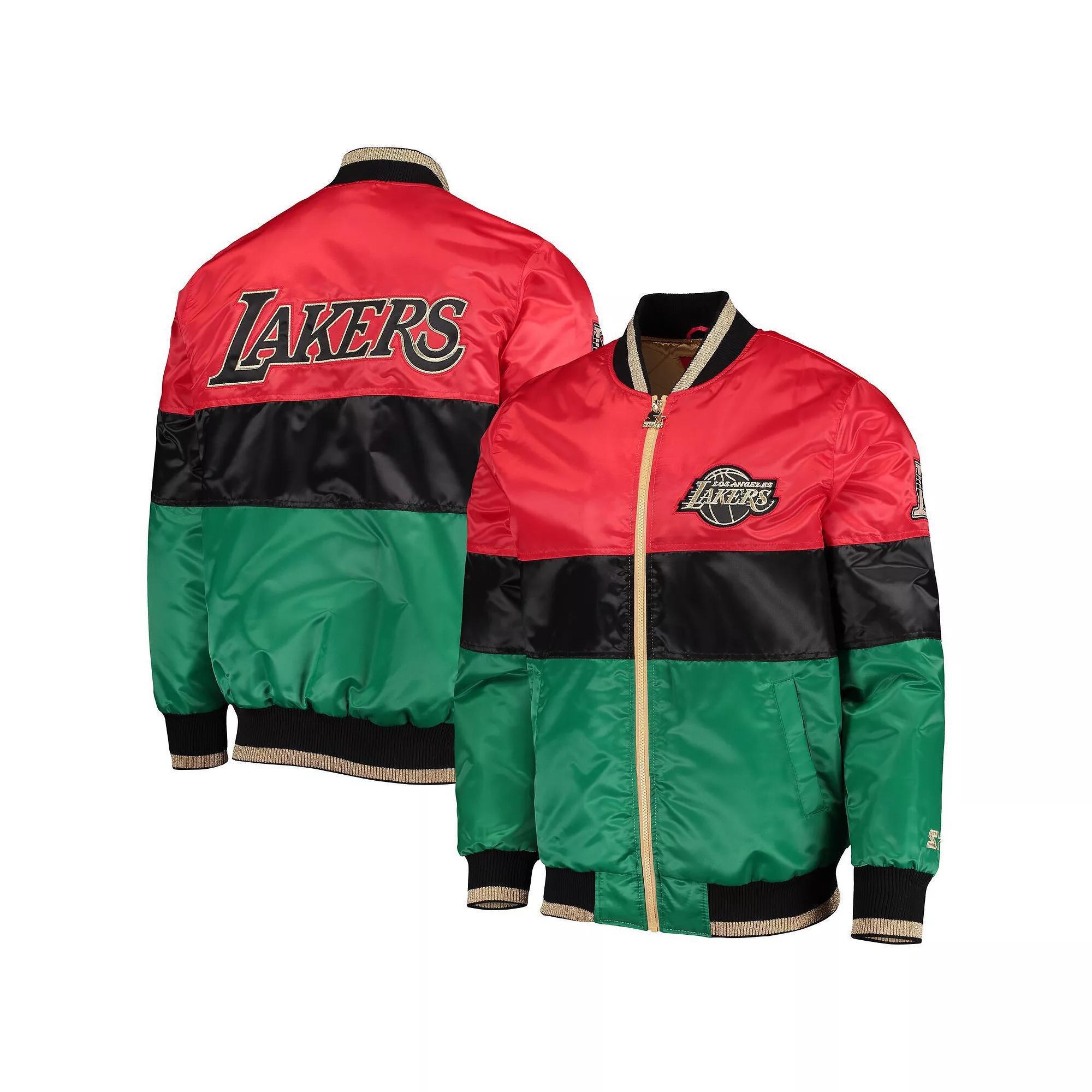 Men's Starter Red/Black/Green Los Angeles Lakers Black History Month NBA 75th Anniversary Full-Zip Jacket, Size: Small Product Image