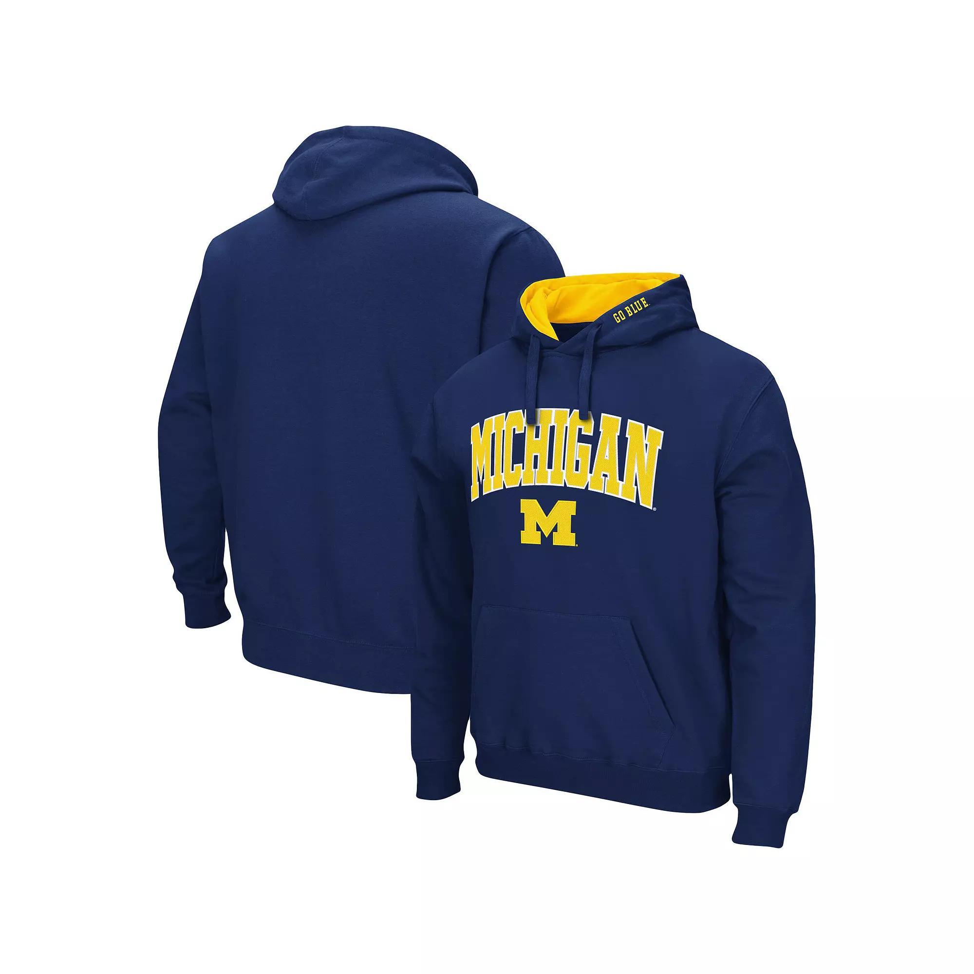 Men's Colosseum Navy Michigan Wolverines Arch & Logo 3.0 Pullover Hoodie, Size: 2XL, Blue Product Image