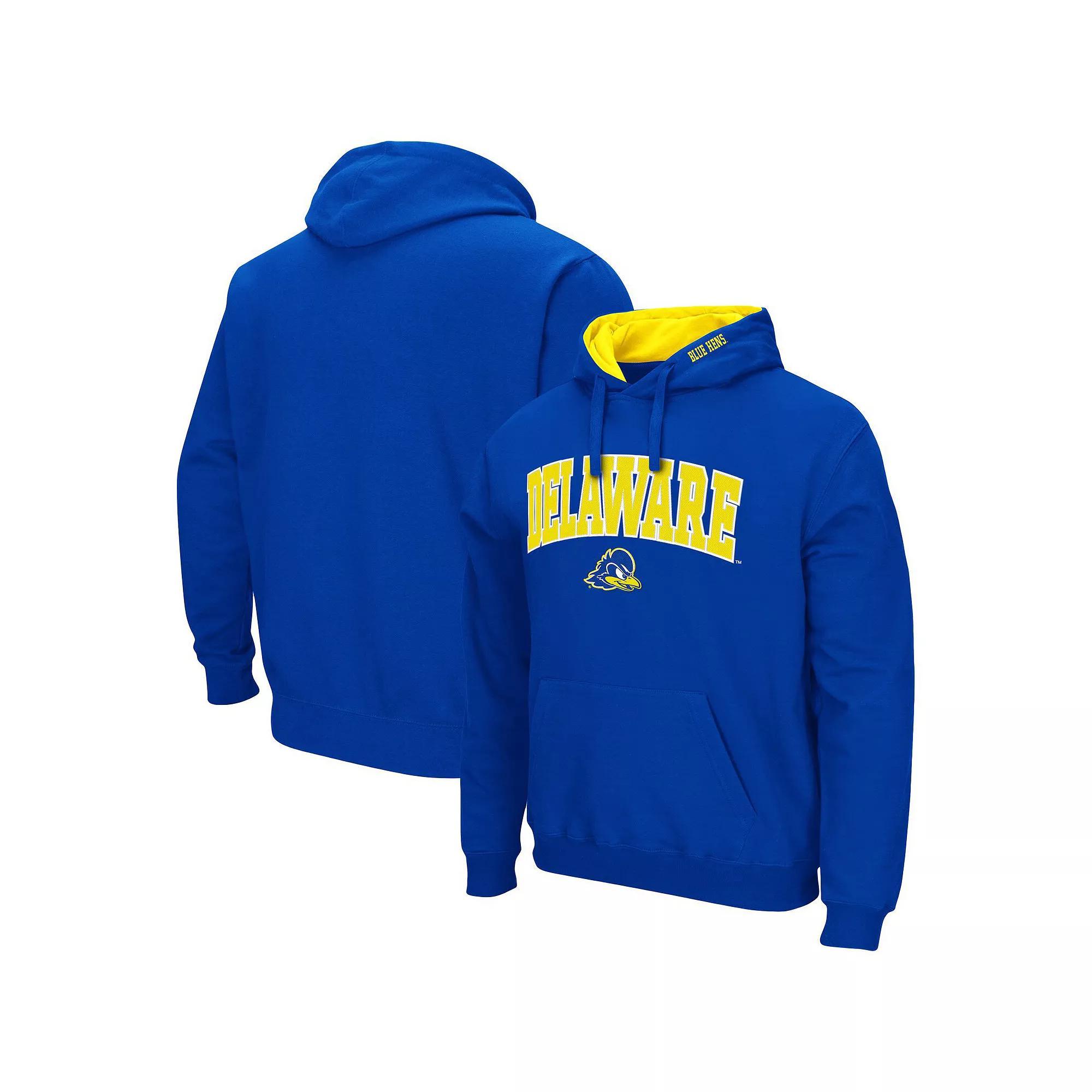 Men's Colosseum Royal Delaware Fightin' Blue Hens Arch and Logo Pullover Hoodie, Size: 2XL Product Image
