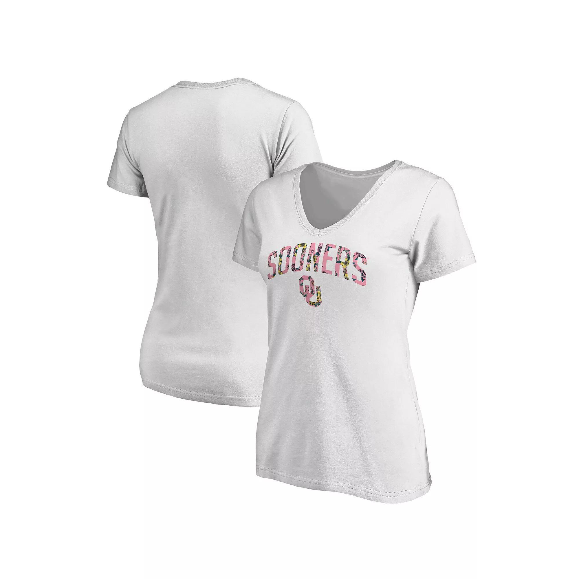 Women's Fanatics Branded White Oklahoma Sooners Floral Arched V-Neck T-Shirt, Size: 3XL Product Image
