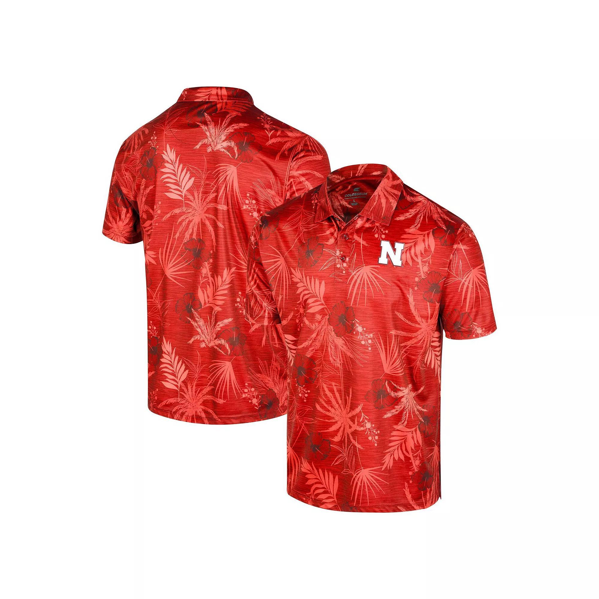 Men's Colosseum Scarlet Nebraska Huskers Big & Tall Palms Polo, Size: 3XLT, Red Product Image