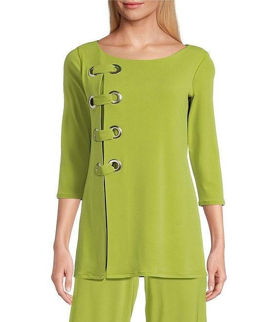 Eva Varro Knit Jersey 3/4 Sleeve Side Grommet Detail Tunic Product Image