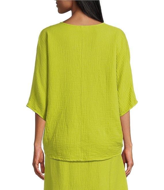 Bryn Walker Ria Cotton Gauz V-Neck Short Sleeve High-Low Shirt Product Image