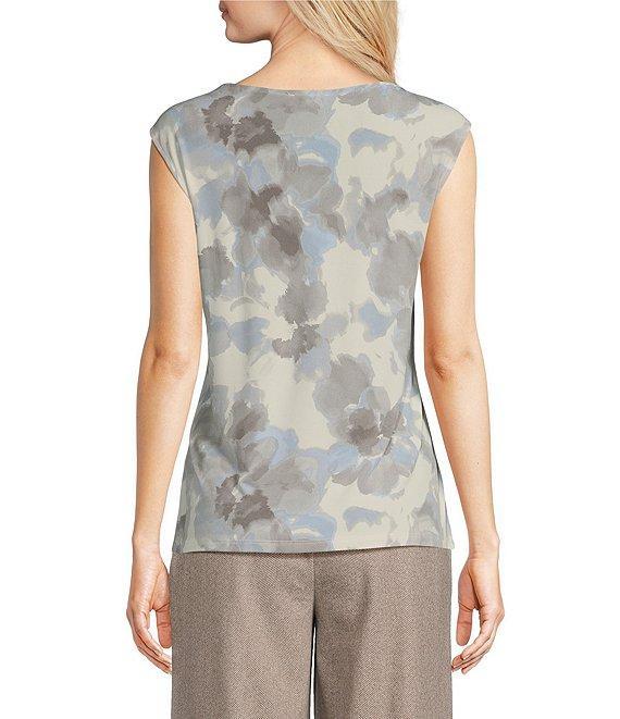 Calvin Klein Printed Matte Jersey Cowl Neck Cap Sleeve Top Product Image