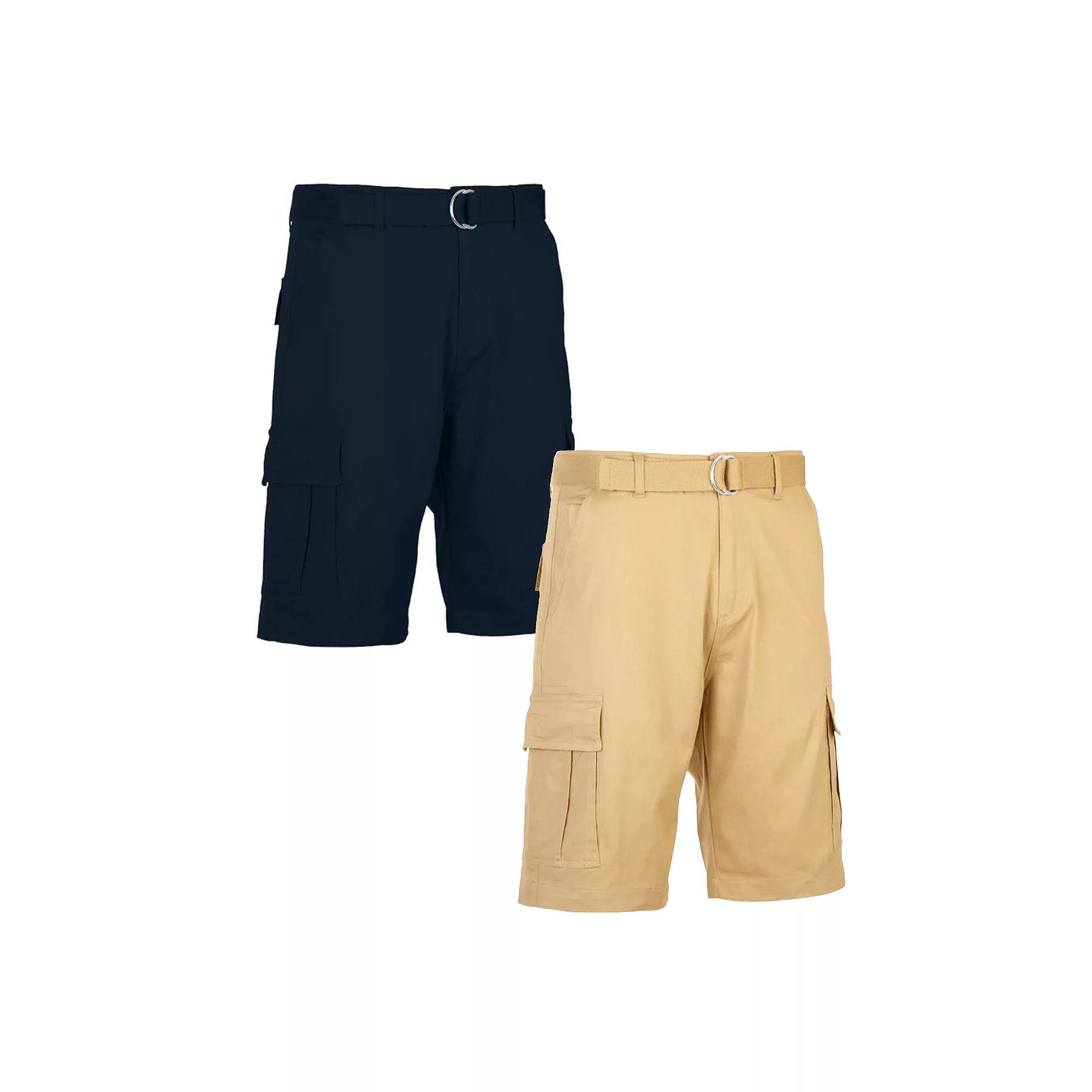 Men's Blu Rock 11.5" Men's Slim Fit Stretch Belted Cargo Shorts 2-Pack, Size: 30, Timber Green Product Image