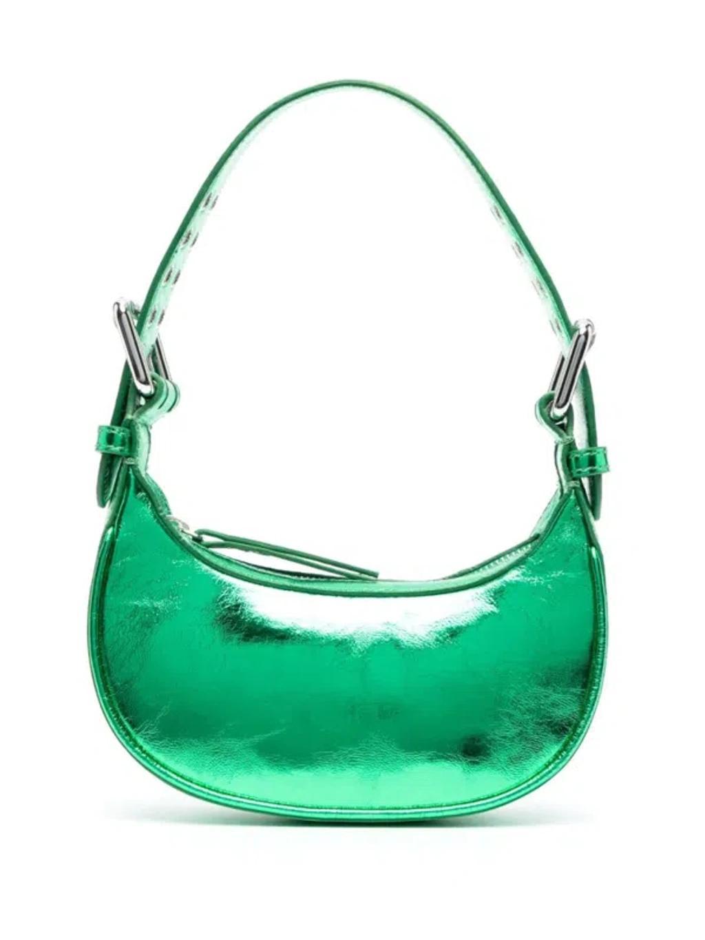 BY FAR Mini Soho Metallic Leather Shoulder Bag In Green Product Image