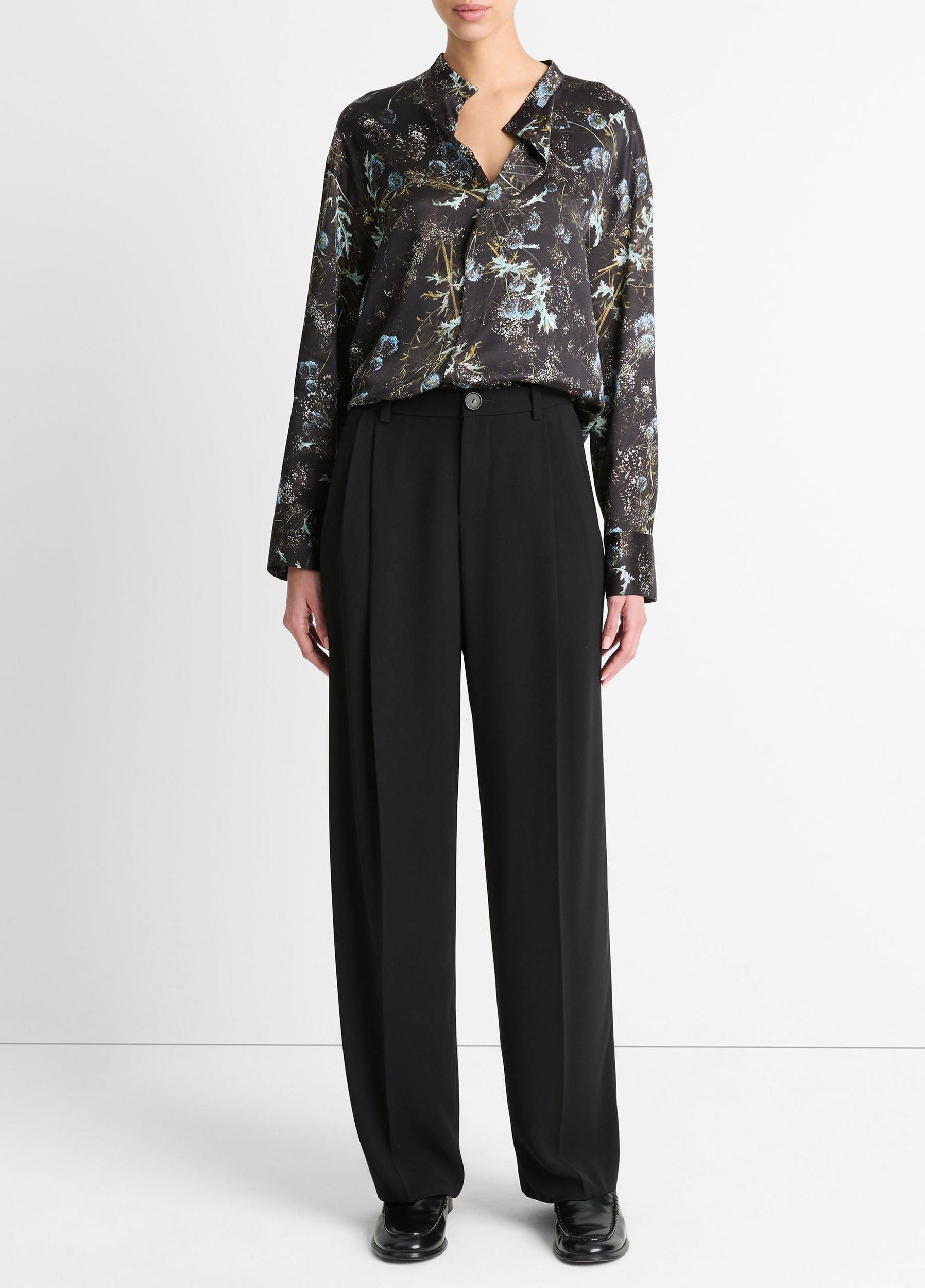 Thistle Silk Draped-Collar Blouse Product Image
