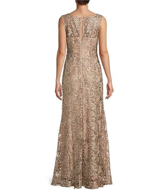 Alex Evenings Illusion Round Neck Sleeveless Embroidered Lace Shawl A-Line Dress Product Image