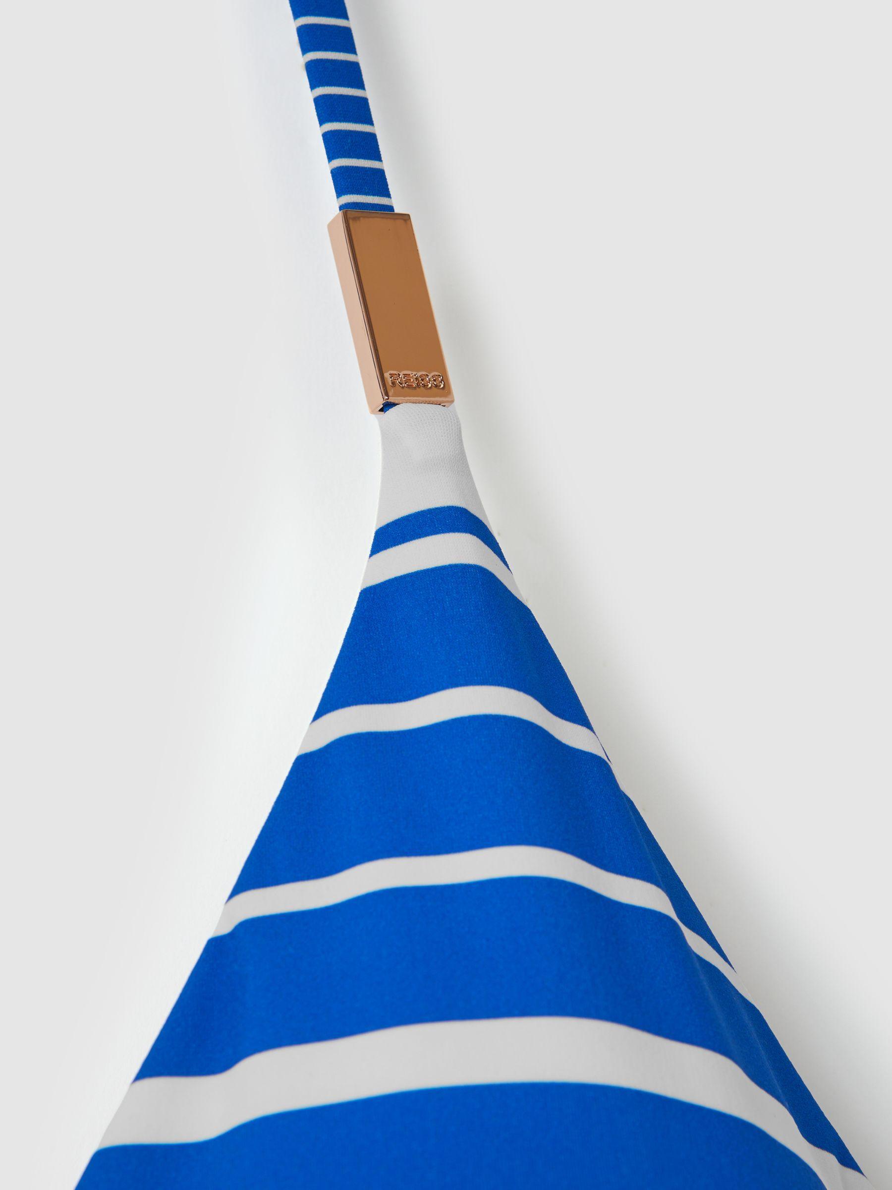 Striped Plunge Neck Swimsuit in Blue Stripe Product Image
