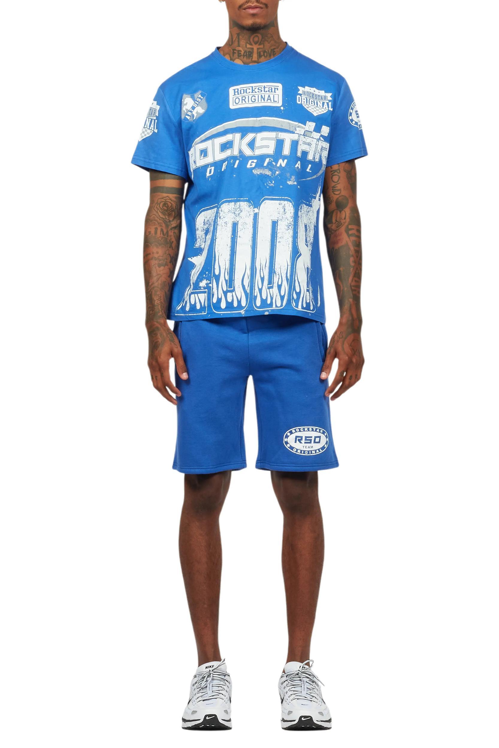 Amos Royal Blue/White T-Shirt Short Set Male Product Image