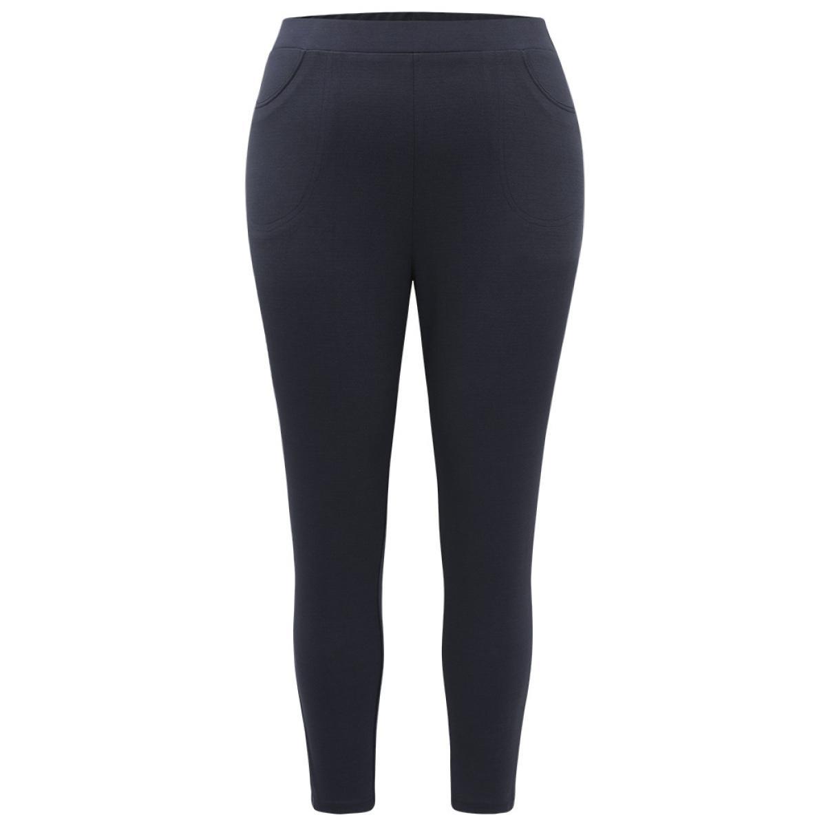 Plus Size Plain High Rise Skinny Pocket Pants Women Midnight Casual Skinny High Rise Dailywear Pants BloomChic 14-16/1X Product Image