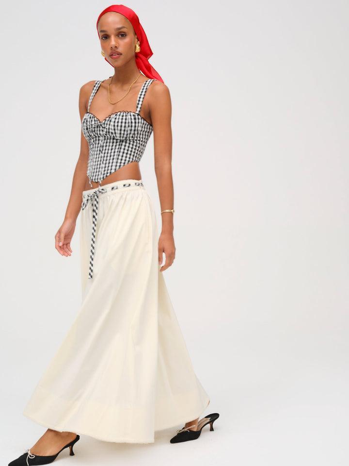 Georgia Poplin Midi Skirt — Ivory Product Image