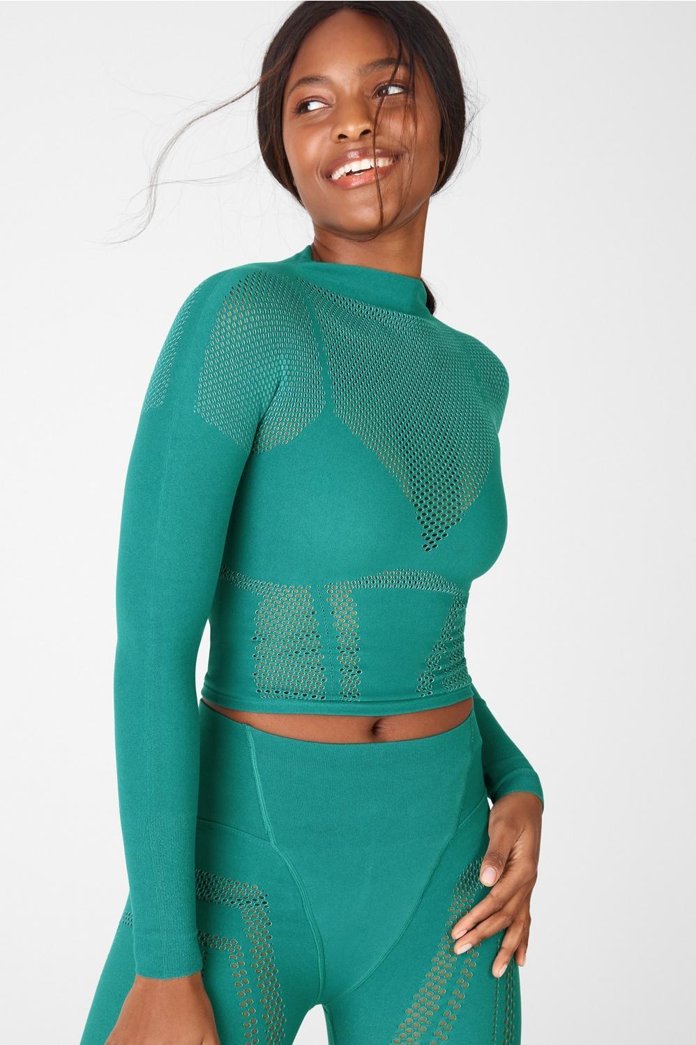 Fabletics Peyton SculptKnit Long-Sleeve Top Womens green plus Size 3X Product Image
