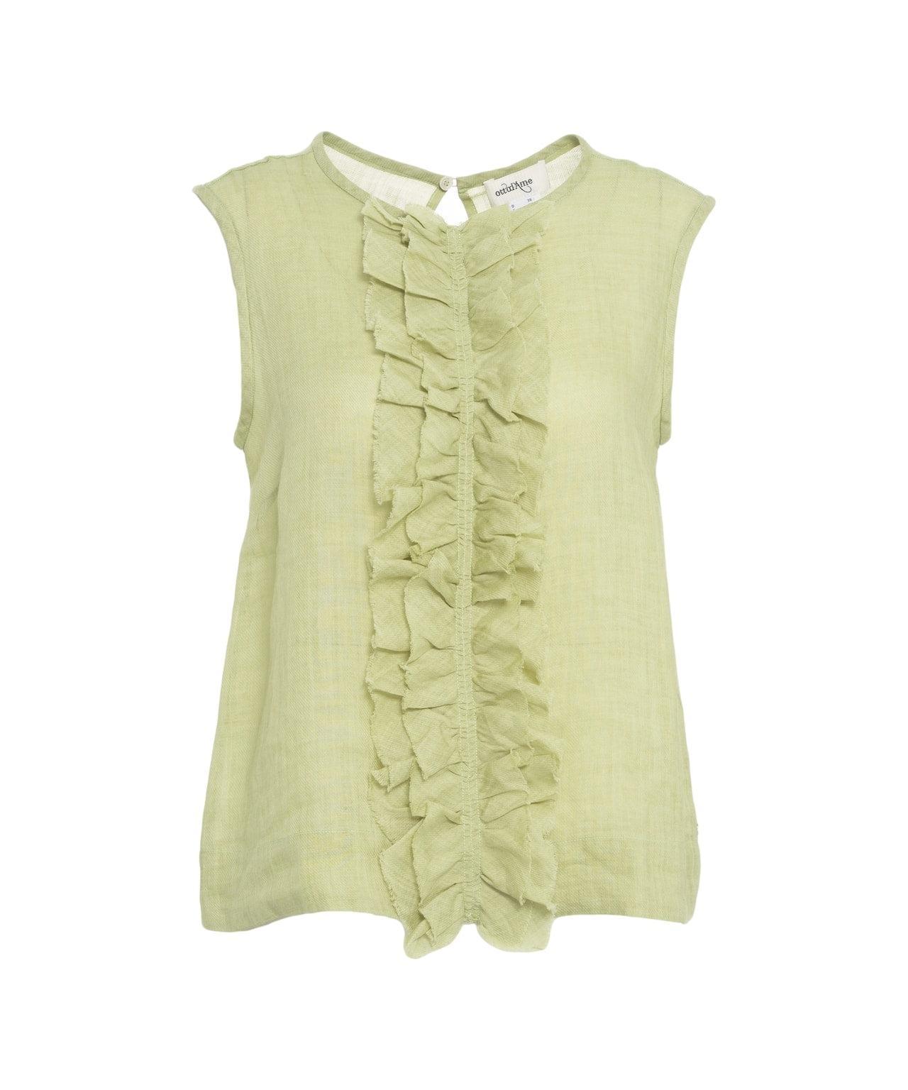 Ramie blouse with ruffles Product Image