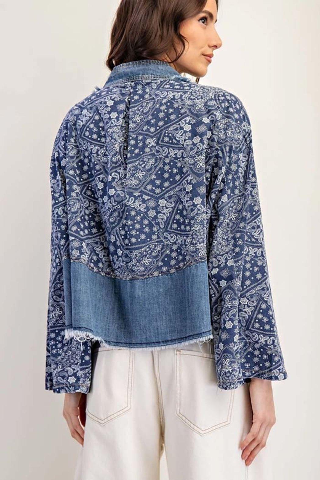 Paisley Mix Denim Boho Western Jacket Product Image
