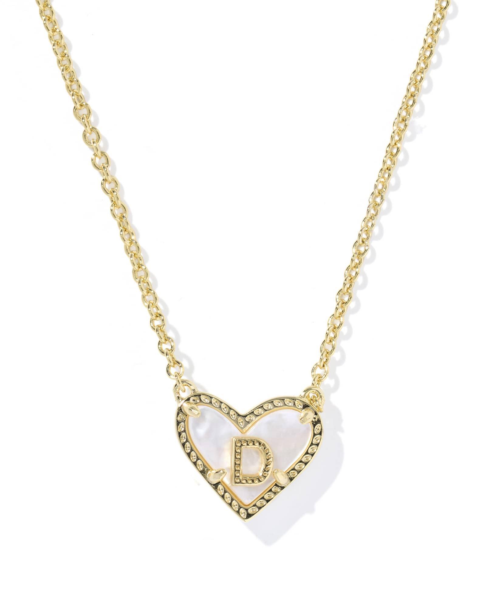 Ari Heart Letter H Gold Short Pendant Necklace Product Image