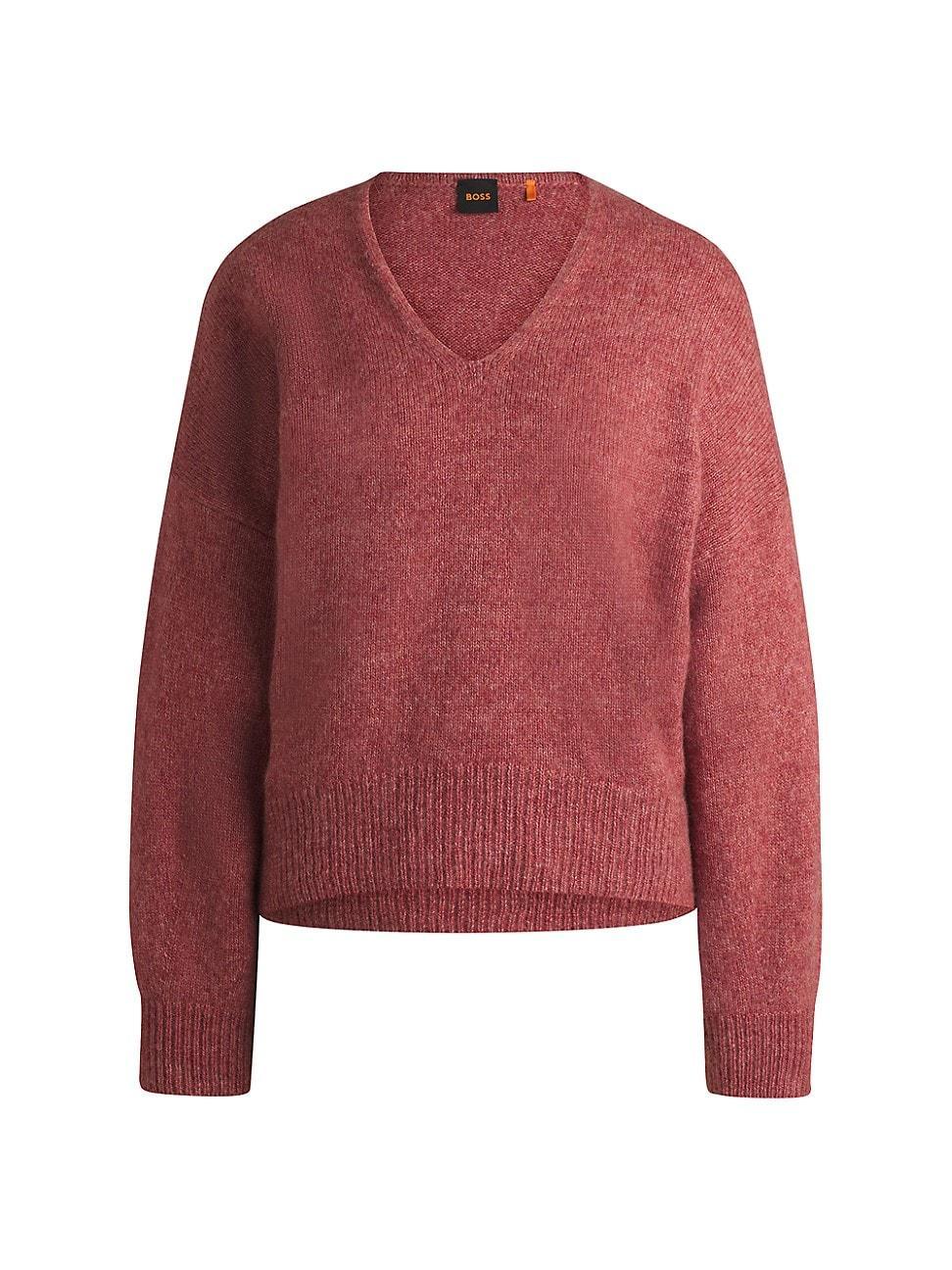 Womens Relaxed-Fit Sweater with V Neckline Product Image