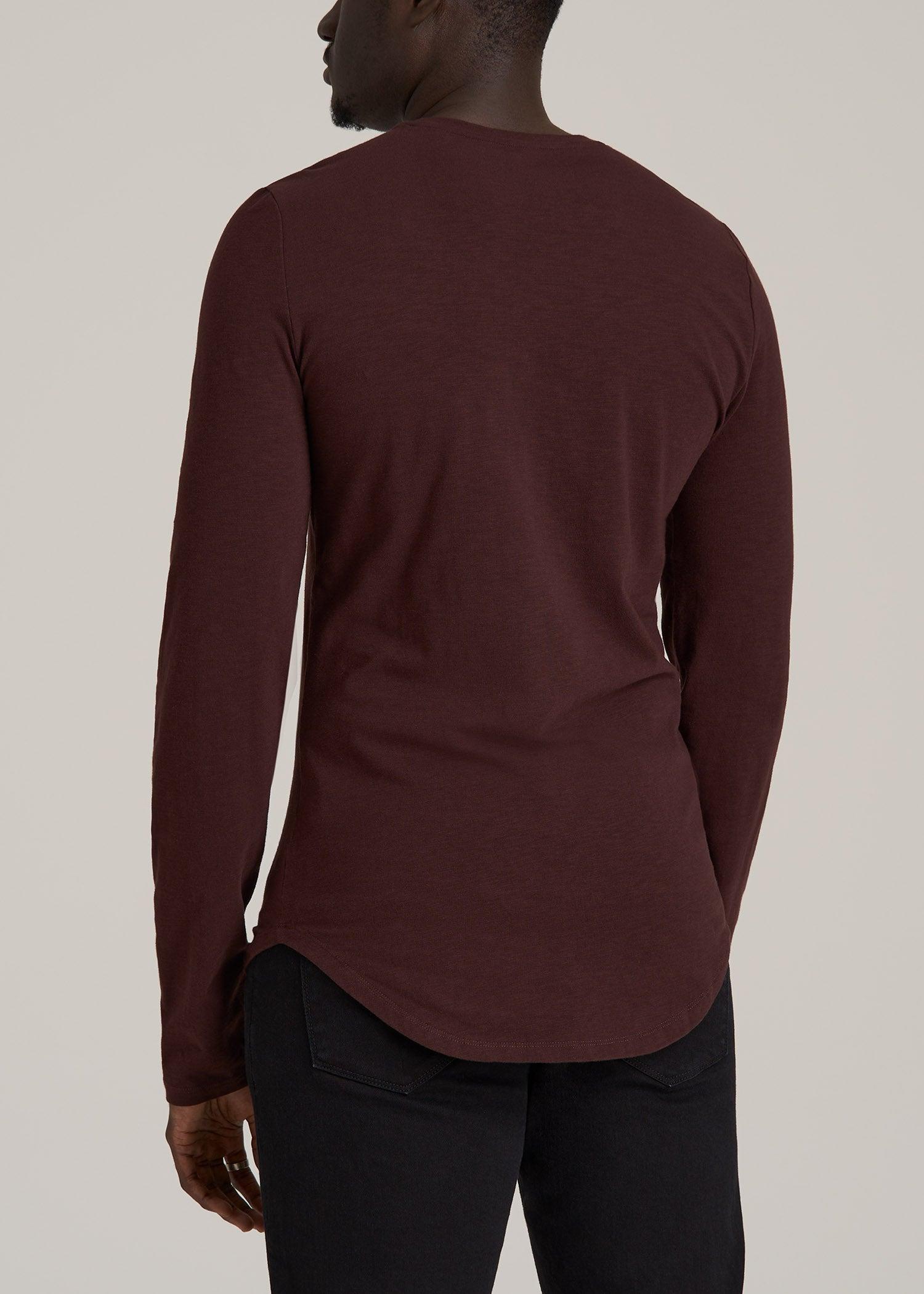 Slub Long Sleeve Scoop Tall Men's Tee in Oxblood Product Image