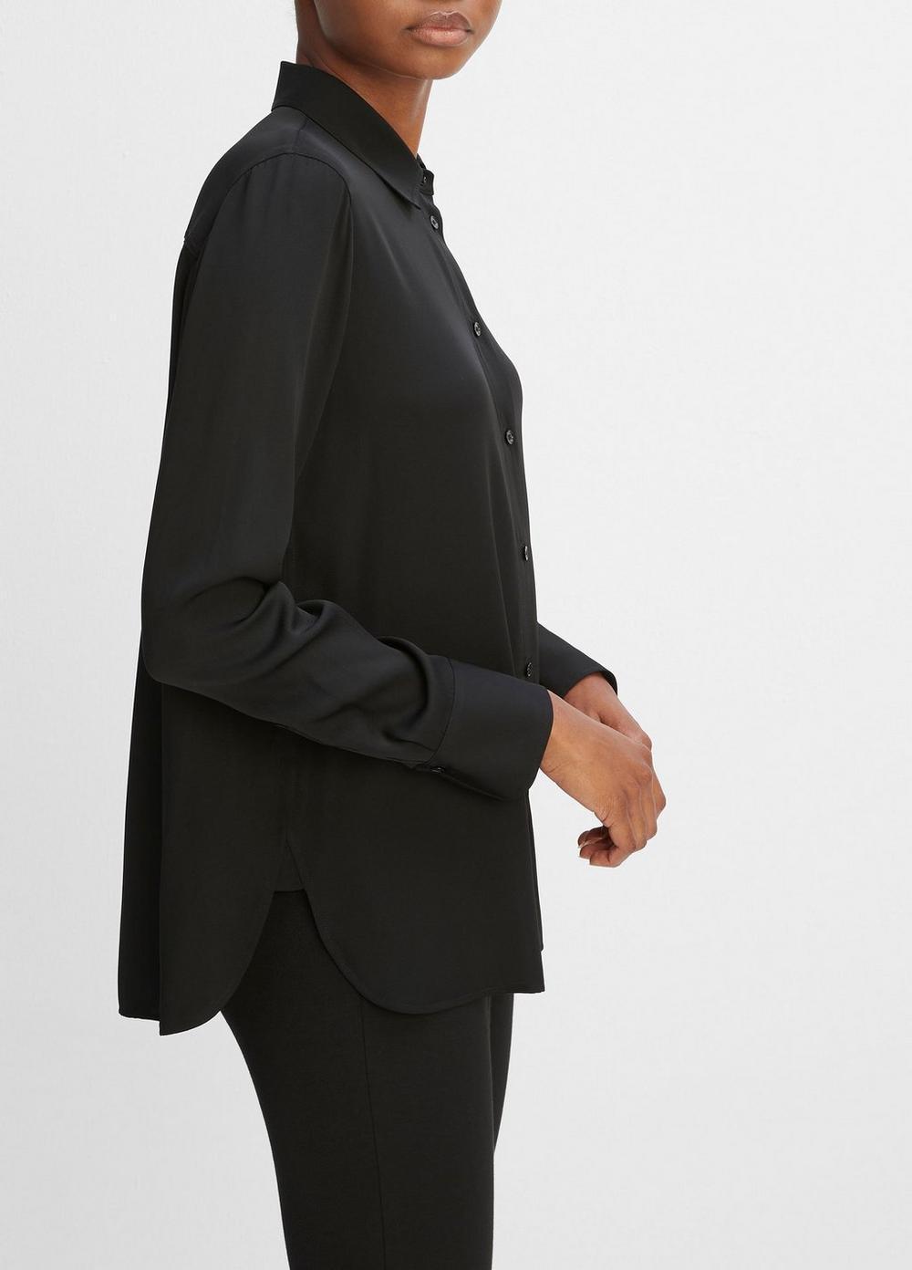 Womens Slim Fitted Stretch-Silk Blouse, Optic White, Size L Vince Product Image