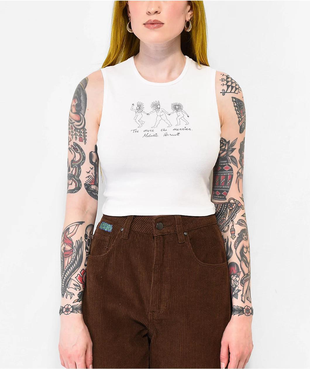 Melodie More The Merrier White Crop Tank Top Product Image