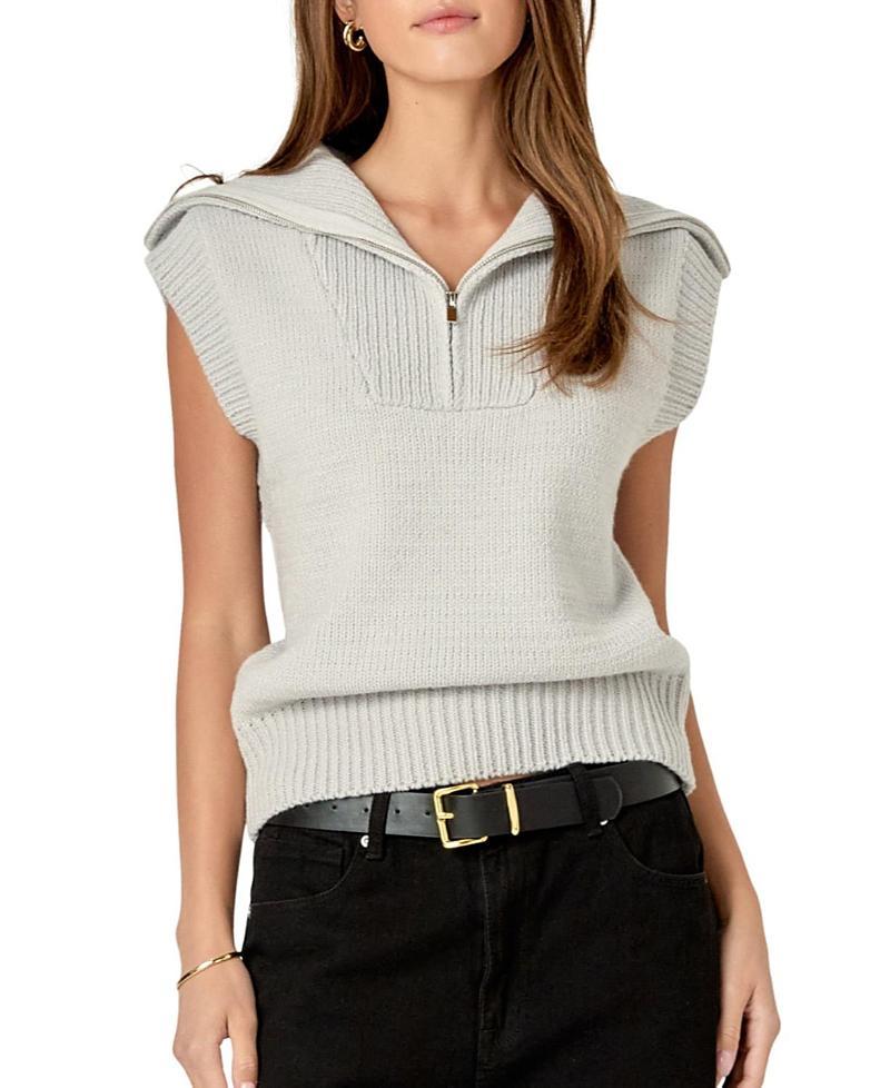 English Factory Womens Zip Mock Neck Vest Product Image