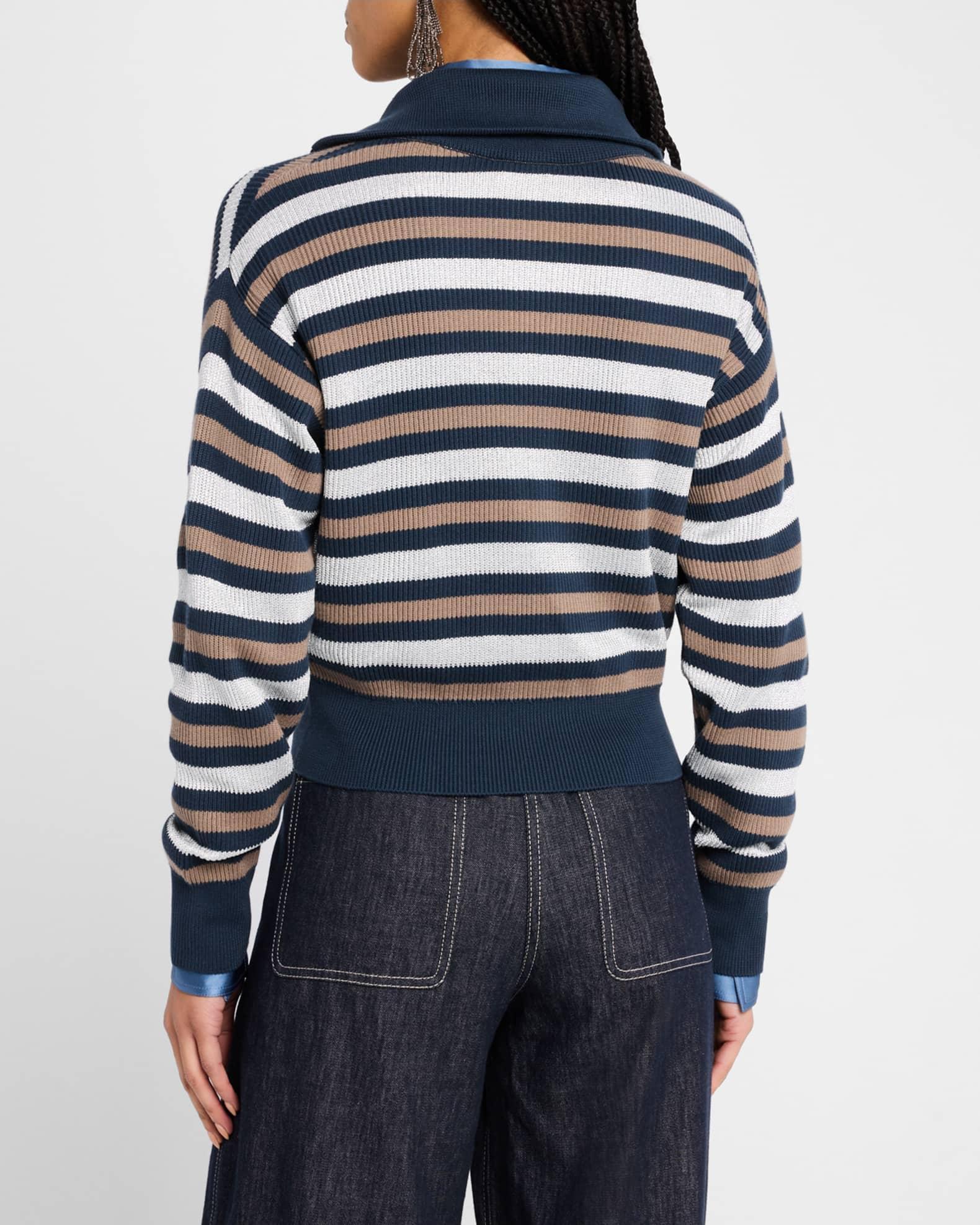 Winter Marina Stripe Knit Zip-Front Sweater  Product Image