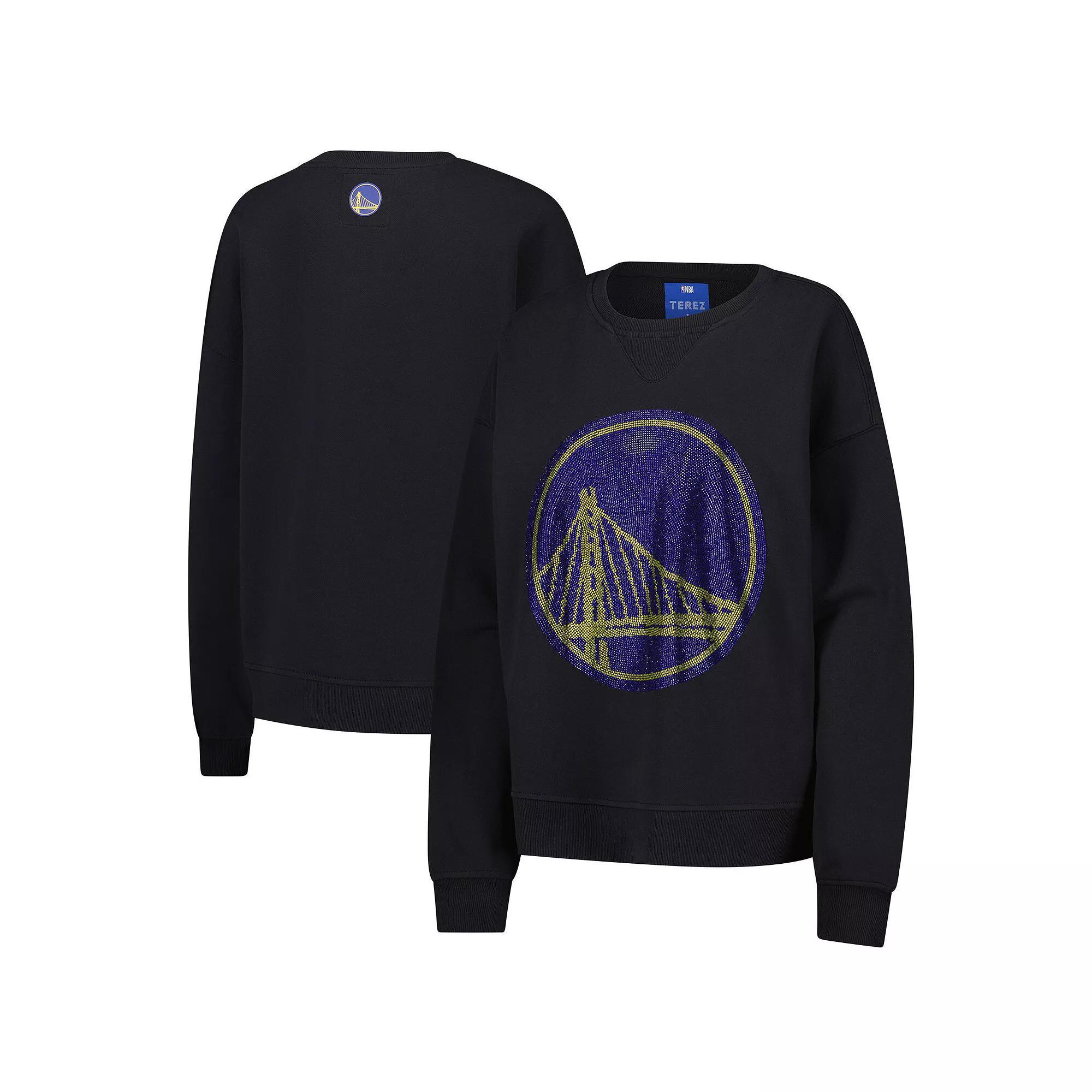 Women's Terez Black Golden State Warriors Gemstone Logo Pullover Sweatshirt, Size: Large Product Image