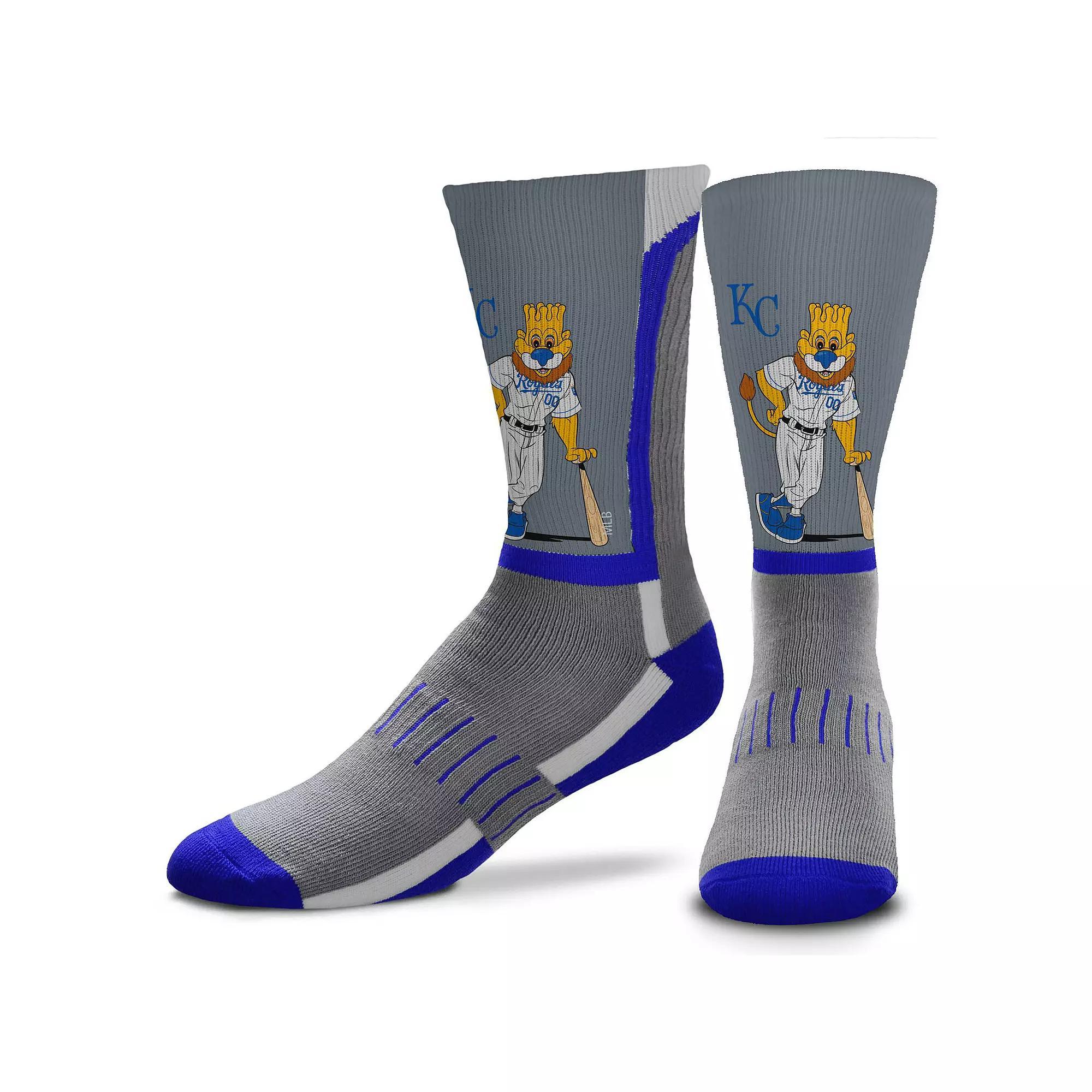Men's For Bare Feet Kansas City Royals Mascot Snoop V-Curve Crew Socks, Size: Large, Grey Product Image