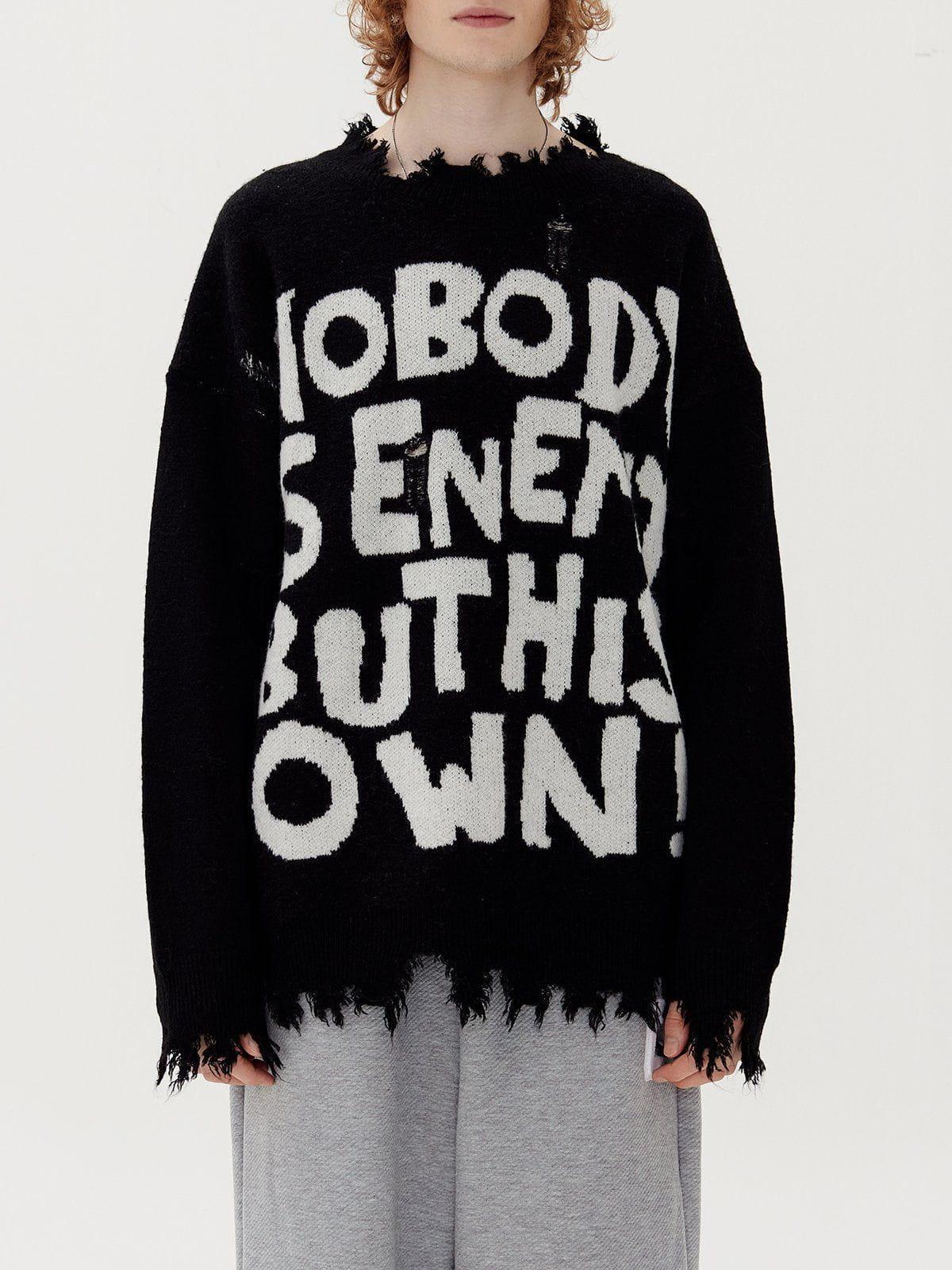 Aelfric Eden Letters Ripped Hole Sweater Product Image
