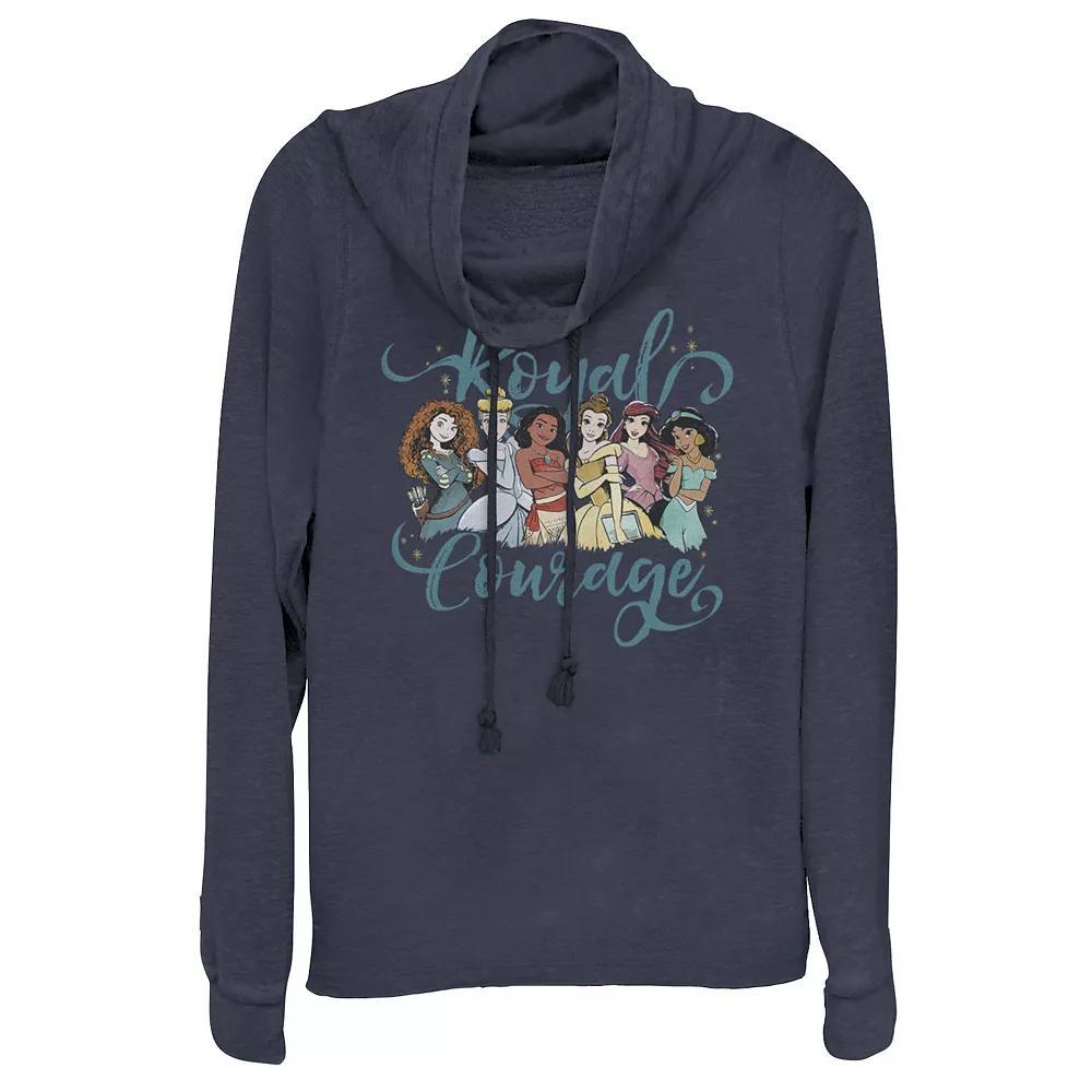 Disney Princesses Royal Courage Group Sketch Juniors' Cowlneck Graphic Lightweight Long Sleeve, Girl's, Size: 4XL, Blue Product Image